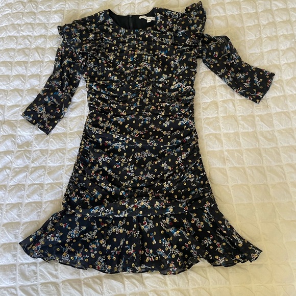 Veronica Beard Black Floral Metallic Long Sleeve Dress - Picture 6 of 14